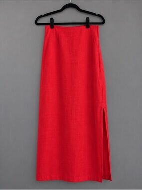 Gap Coral Linen Maxi Skirt with Side Slit